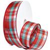 Morex Ribbon 7380.40/50 - 042, Poliestere Color Chic Plaid, 1 - 1/5,1 cm x 45,7 m, Rosso/Bianco/Aqua