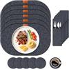 Vonsera Tovagliette Americane Lavabili, Set di 6 Tovagliette Colazione e Sottobicchieri in Feltro, Coperchi per Posate, Proteggi il Tuo Tavolo da Cucina, Grigio fumo, Ovali, 42x30cm