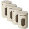 ECHTWERK Elegante set di 4 barattoli - crema, contenitori per la conservazione di farina/zucchero/cereali/tè, barattolo in metallo con coperchio ermetico e ampia finestra di visualizzazione