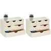 Relaxdays Portaoggetti da Scrivania con Cassetti, 28 x 40 x 20 cm, Mini Cassettiera in Legno con 6 Scomparti, Naturale (Confezione da 2)