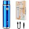 SUPRUS Rasoio elettrico ricaricabile USB da donna per viso, barba, baffi, braccia, gambe, ascelle, bikini, display a batteria a LED, senza fili (blu)