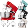 Arebos Impastatrice Robot da Cucina 1500W | Rosso | Con 2 ciotole di miscelazione 4,5L + 5,5L | Multifunzione Impastatore Planetario con Ganci, Frullare | 6 Velocità con Impulso Regolabile