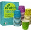ecodrinks - 1000 Bicchieri Caffe Carta Da 75ml - Set Bicchierini Monouso per Bevande Calde/Fredde - Biodegradabili, Eco-friendly e Made in Italy, Arcobaleno