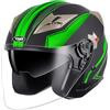 YEMA Casco Jet Moto Aperto Scooter YM-627 Caschi Motorino Vintage ECE Omologato Donna Uomo con Doppia Visiera Parasole, Nero opaco