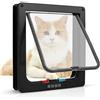 Sailnovo Porta per gatti 24,5 x 28,5 x 5,5 cm, nero, taglia XL, chiusura a 4 vie, per porte interne ed esterne, resistente alle intemperie