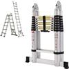 Nictemaw Scala pieghevole multiuso 2 in 1, scala telescopica da 5 m, in alluminio, portata 150 kg, 16 pioli