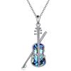 JERWLI Collana da violino in argento Sterling per donne abalone conchiglia gioielli violino regalo per ragazze figlia, Argento sterling