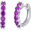LONAGO Orecchini a Cerchio in Ametista per Donna Argento Sterling 925 Creato Viola Ametista Orecchini a Cerchio Huggies
