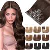 EINbeauty Extension Capelli Veri Clip 7pcs Extension Capelli Veri Lisci Marrone scuro Invisibili Remy Umani Human Hair Extension Clip 80g 35cm(14Inch,2#)