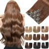EINbeauty Extension Capelli Veri Clip 7pcs 120g 40cm Extension Capelli Veri Lisci Marrone cioccolato Invisibili Remy Umani Human Hair Extension Clip(16Inch,4#)