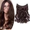 SEGO Extension Capelli Invisibili Ricci Mossi con Filo Trasparente Fascia Unica Posticci Donna Capelli Sintetici 90g 50cm #1B/33 Nero Naturale/Castano Ramato Scuro
