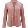 IQYU Blazer, elegante blu oro, cardigan da donna, elegante, a maniche lunghe, con colletto a taccha, tinta unita, con bottoni decorativi, per il tempo libero, vintage, da donna, Colore: rosa., S