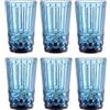 GMMH Set di 6 bicchieri da vino vintage con motivo fiocco, bicchieri da vino, bicchieri da acqua, bicchieri da long drink, bicchieri da gelato (6 bicchieri da acqua, blu)