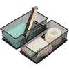 Annova Set di 2 cestini portaoggetti in rete per cassetti e mensole, per scuola e ufficio (nero, 15x7.5x5cm)
