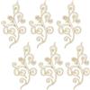 GORGECRAFT 5 Paio di Fiori Ricamati Applique Rifiniture Dorate Glitter Stile Etnico Cucire Stirare su Ghirlanda Toppa Floreale Ricamata Applique per Cucito Artigianato Abito da Sposa Vestiti Bianco