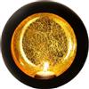 Gadgy Portacandele Nero Oro - Portacandele Decorativo per Tavolo da Pranzo - Portacandele Rotondo in Metallo - Portacandele in Metallo Nero - Decorazione per la Casa Ø17 x 10cm