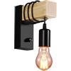 Wowlela Lampada da Parete Interno Vintage,Applique da Parete in Legno Industriale Retrò,Lampada da Parete Dimmerabile con Dimmer,Base E27,per Soggiorno,Camera da Letto,Lounge,Bar (Senza Lampadina)