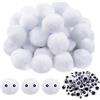 TOAOB THE ONE AND ONLY BABY TOAOB 50 Pezzi Pom Pom 5cm Bianco Grandi Pompom Ponpon 50mm Pompon e Bianchi e Neri Occhi Adesivi per Lavorazione Fai da Te Portachiavi Crafts Decorazioni Cucito