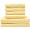 ZOLLNER Set di asciugamani - 4 asciugamani da bagno 50x100 cm e 2 teli doccia 70x140 cm - super assorbenti - giallo - con gancetto - lavabili a 60°C - cotone - qualità d'albergo