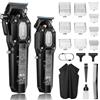 VGR Tagliacapelli Uomo Professionale, Set Macchinetta per Capelli e Rifinitore Senza Fili, Barber Kit Taglia Capelli con 10 Pettini Guida, Ricarica USB, Display LED, Nero