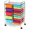 GYMAX Carrello Portaoggetti con 15 Cassetti Staccabilea, Carrellino Salvaspazio con Ruote, per Uffici, Parrucchieri, Studio, Soggiorno, 62,5 x 37 x 87 cm (MULTICOLORE)