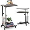 LIFEZEAL Tavolino a Forma di C, Tavolo Laterale da Divano con Ruote, da Letto, con Tasca, Porta Laptop, PC, Serviletto, Telaio in Metallo, Soggiorno, Salotto, Max 15kg, 50x29,5x58 cm (grigio)