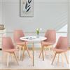 LafeuR Tavolo da pranzo con 4 sedie, set di mobili per soggiorno, ufficio, cucina (tavolo bianco+4 sedie rosa)