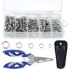 HO-SFSM 200 Pezzi Fishing Split Rings, Connettore ad Anello Solido per Esche, Connettori Fishing Tackle per Esche da Pesca, con Pinze per La Pesca