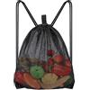 Sliverdew Borsa a rete con coulisse, borsa a rete, grande rete, borsa da spiaggia, zaino con coulisse, borsa da palestra, zaino da spiaggia, nuoto, immersioni, viaggi, palestra, Nero , 45 × 40cm