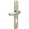 Vachette Set di maniglie per porta su piastra grande, versione chiave I, porta d'ingresso, ufficio, garage, interasse 195 mm, sistema di posa facile, alluminio resistente, finitura champagne, garanzia