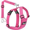 Pawaboo Pettorina di Sicurezza per Cani, Imbracatura Regolabile per Auto Viaggio Cintura con Clip per Cintura Auto, Taglia M, Magenta