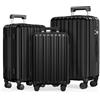 SHOWKOO Set di Valigie Rigide 3 Pezzi 100% Policarbonato Bagaglio Leggero Espandibile Ultra Durevole Valigia Trolley da Viaggio con Serratura Approvata Dalla Tsa e 4 Ruote Doppie M+L+XL,Nero