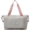 FANDARE Borsone da Viaggio Pieghevole Uomo Donna - Borsa Sportiva Weekender Grande per Palestra, Piscina, Nascita, Ospedale - Con Scomparto Scarpe - Grigio Rosa