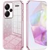 SEAHAI Cover per Xiaomi Redmi Note 13 Pro+ 5G/Plus 5G, Custodia Ultra Sottile ed Trasparente in Silicone TPU Morbido, Colori Sfumato Brillantini Motivo Carta Design Antiurto Case - Rosa