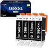 Meagiis PGI-580XXL PGBK Cartucce Compatibili con Canon 580 TS6350a TS6350 | Compatibili con Canon Pixma TS8250 TS6250 TR8550 TS705a TS8350 TS705 TS6351 TS6300 TR7550 TS9550 TS6150 TS8350a (4 Pezzi)