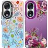 Tedyhulle 2 Pezzi Cover per Honor 90 5G 6,7, Disegni Fiore Rosa Fioreale Aesthetic Custodia Protezione Fotocamera Silicone TPU Morbida Antiurto Cellulare Case per Donne, Iridescente +viola