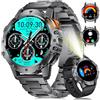 DREMAC EF8 Smartwatch Uomo - Chiamate Bluetooth, 1,43'' AMOLED con Torcia LED Integrata, Orologio Fitness con 120+ Modalità Sportive, Monitoraggio Sanitario, Smart Wacth per iOS e Android, Nero