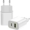 FDHJGFTR 2-Pezzi Caricatore USB C 20W, Caricabatterie Presa per iPhone 16 15 14 13 12 11 Pro Max XS XR 8 7 6S Plus Mini SE, iPad, Samsung Galaxy S23 S22 S21,Multiplo Rapido Tipo C Alimentatore Spina Muro prese