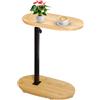SEHAUSEU Tavolino Laterale Forma C Bambù Metallo Moderno Altezza Regolabile, Side Table, Tavolino Letto, Tavolino Divano, Tavolino Comodino, Tavolino Cura, per Soggiorno Camera da Letto Bagno