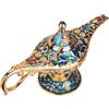 AIPILEI Lampada vintage Aladino, decorazione da tavolo in lega di zinco blu, 22 x 7 x 12 cm