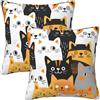 Generic Copricuscino con stampa di gatti, decorazione per la casa, confezione da 2, per divano e soggiorno, 45 x 45 cm