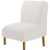 MSNCS Fodera Poltrona Senza Braccioli 1posti Copripoltrona Senza Braccioli Elasticizzati Coprisedia Poltroncina Coprisedia Accent Senza Braccioli per Casa Hotel, Coprisedia Lavabile(Ivory White)