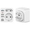 Double Dragon Adattatore da viaggio con ricarica rapida 20 W 5 in 1 dalla Francia al Regno Unito | 3 porte USB-A e 1 porta USB-C | Converte spina UE a 2 pin per l'uso nel Regno Unito, Irlanda, Du