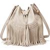 Gladdon borsa secchiello donna, borse a secchiello per le donne con coulisse, borsa Hobo con nappe e borse a tracolla per le signore