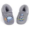 LACOFIA Pantofole Invernali per Bambino e Ragazzi Scarpe da Casa Spaziali Antiscivolo per Bimbo Ciabatte in Calde Peluche Grigio 26/27