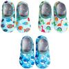 FedMois 3 Paia Calzini Scarpe Antiscivolo Calze a Pantofola Cotone Bimbi Bambini, dinosauro, pesce e balena, taglia 22/23