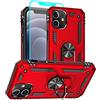 Aozuoton Cover iphone 12, iphone 12 Pro Custodia con Pellicola, Grado Militare 360° Magnetica Anello Ring Supporto Case TPU Bumper Silicone Custodie per iphone 12,Rosso