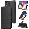 E-Lush Cover per iPhone X/XS / 10 Pelle Sintetica, Portafoglio Cover per iPhone XS Custodia Carta Fessura Wallet Libro Flip Case Magnetica Supporto Cellulare Antiurto Protezione, Nero