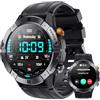 VIRAN Smartwatch Uomo, Orologio fitness con chiamata Bluetooth per Android e iOS, Smart watch militare impermeabile IP68 con Monitor della pressione sanguigna/SpO2/frequenza cardiaca/sonno (Nero)