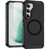 YANJIEER ESONG Cover Magnetica per Samsung Galaxy S22 5G,Compatibile con MagSafe,1 Pellicola Vetro Temperato,Custodia in Militare Antiurto Protezione Rugged Rigida Protettiva Shell Case,Nero